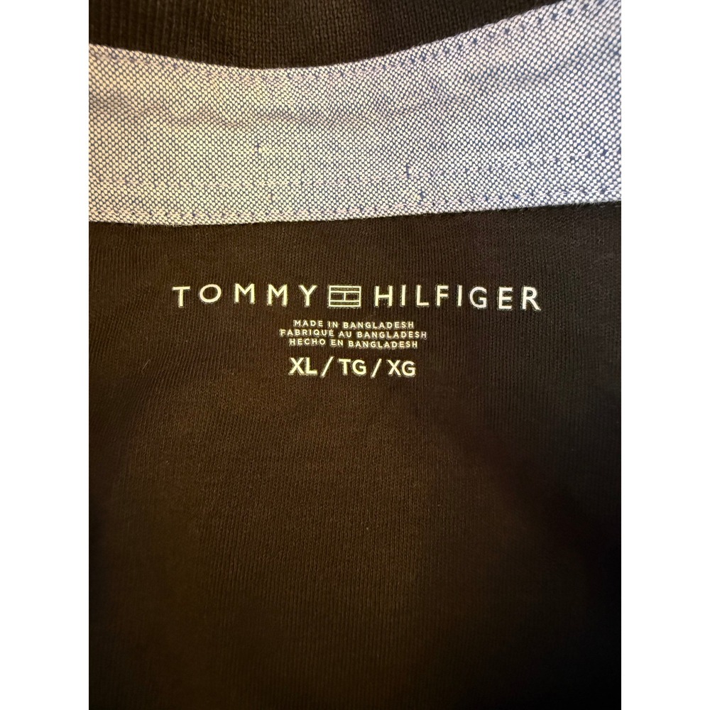 Tommy Hilfiger Men's Black Classic Fit Polo Shirt XL Red Trim Pocket Tee - Picture 4 of 8